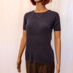 VINTAGE J.McLaughlin Short Sleeve Navy Knit Top